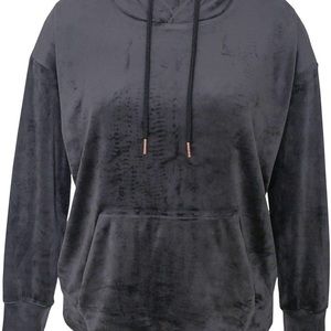 Green Tea Woman Super Soft Velour Hoodie- Grey